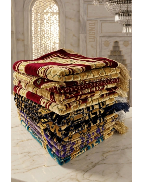 10 Adet Kadife Seccade Karışık Renkli (70cmx110cm 400gr) Hac Ve Umre Hediyesi