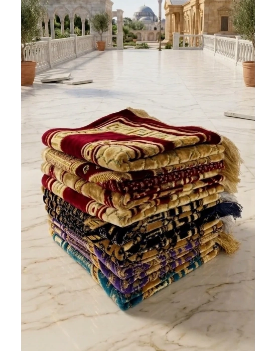 10 Adet Kadife Seccade Karışık Renkli (70cmx110cm 400gr) Hac Ve Umre Hediyesi