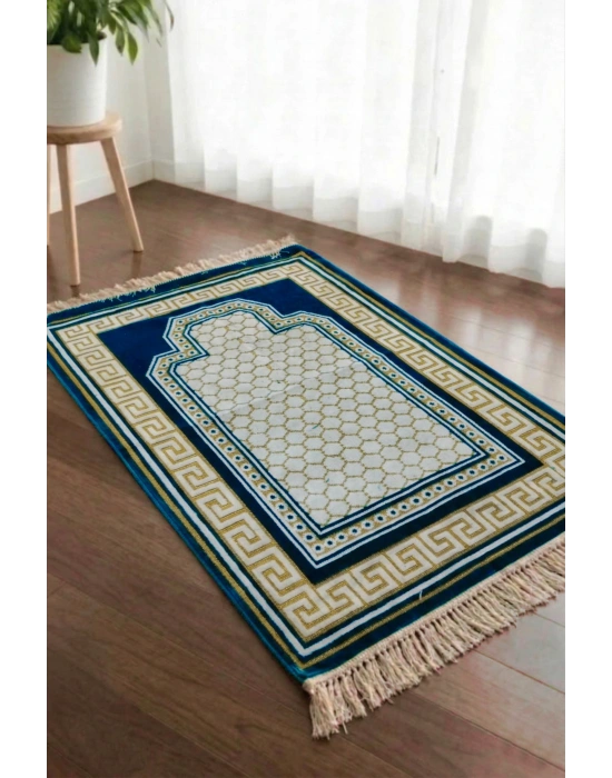 10 Adet Kadife Seccade Parlak Mavi (70cm x 110cm 400gr) Hac Ve Umre Hediyesi