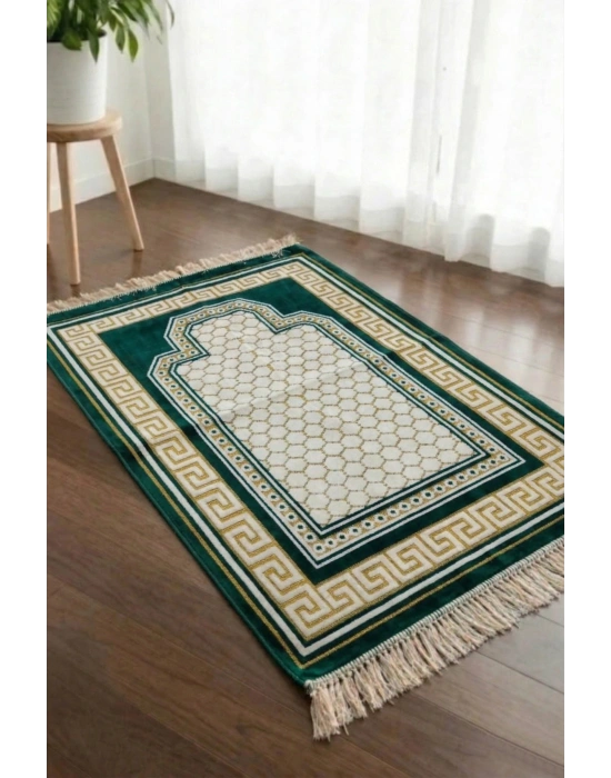 10 Adet Kadife Seccade Parlak Yeşil (70cm x 110cm 400gr) Hac Ve Umre Hediyesi