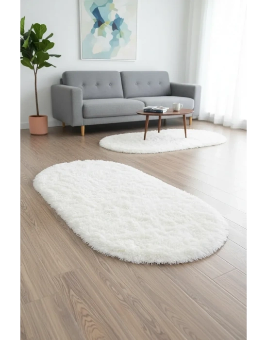 Yolluk Beyaz Kaymaz Taban Peluş Oval