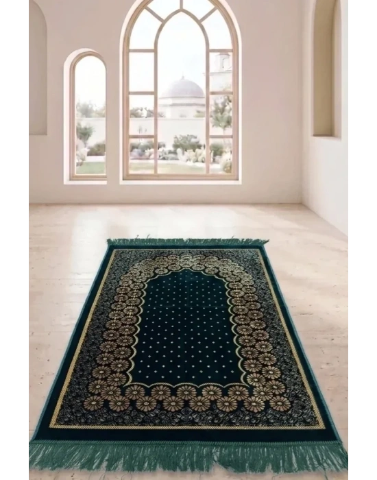 5 Adet Kadife Seccade Yeşil Güller Hac Ve Umre Hediyesi 500 gr