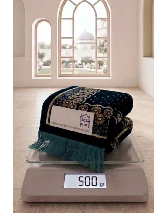 5 Adet Kadife Seccade Yeşil Güller Hac Ve Umre Hediyesi 500 gr
