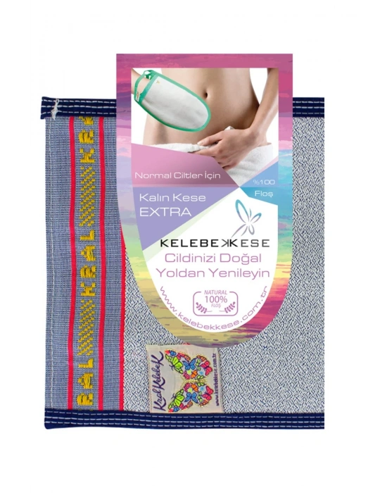 Kelebek Mavi Kral Kese Süper Kalın Çok Sert Banyo Hamam Gelin Çeyiz Spa Kesesi
