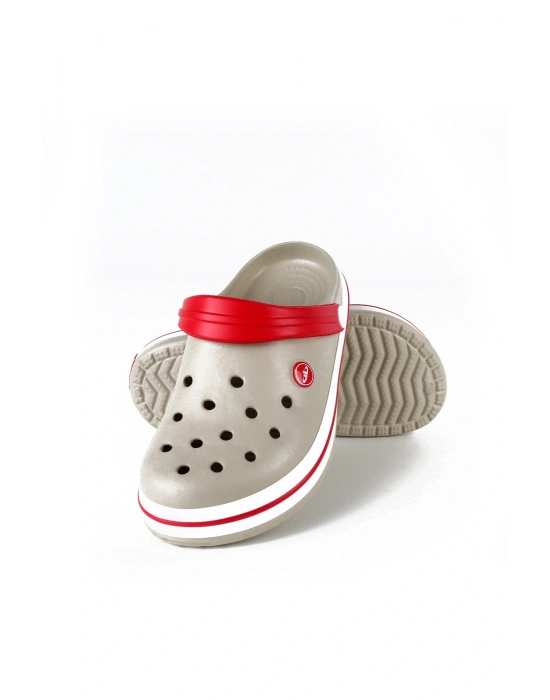 Akınal Bella Lugmo Kadın Terlik Sabo Hastane Terliği Bej-Kırmızı