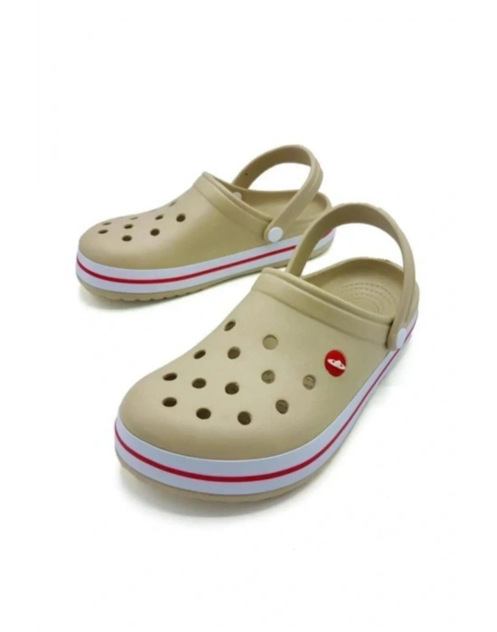 Akınal Bella Lugmo Kadın Terlik Sabo Hastane Terliği Bej-Kırmızı