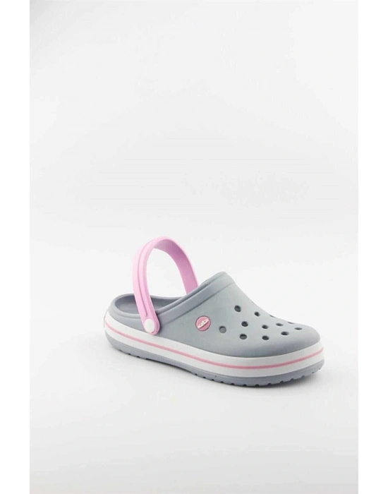 Akınal Bella Unisex Sabo Terlik Hastane Terliği Buz Gri-Pembe