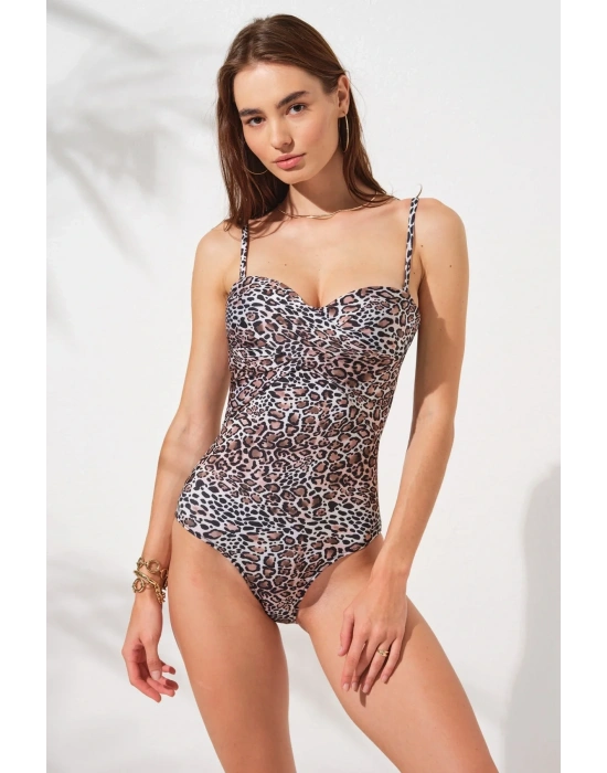 Bandy Kaplı Straplez Mayo Leopar 231132-d