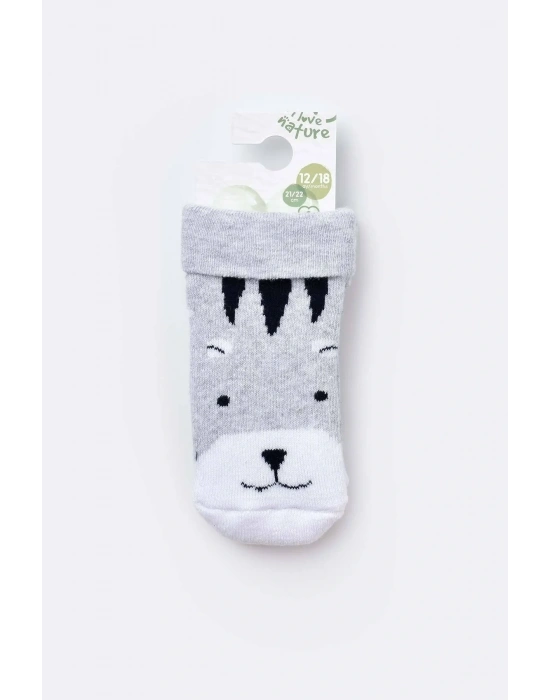 Bebek Havlu Çorap Gri