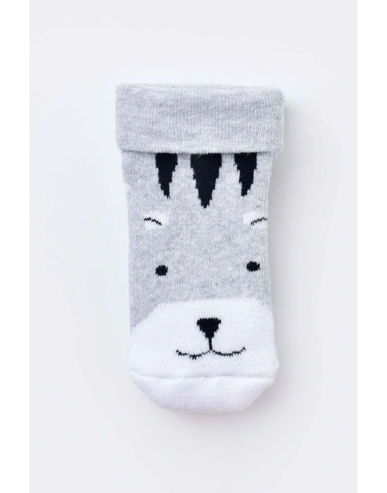 Bebek Havlu Çorap Gri