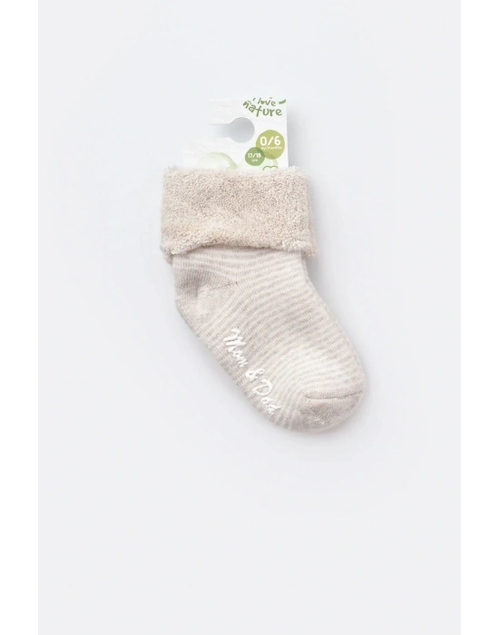 Bebek Kaydırmaz Havlu Çorap Bej
