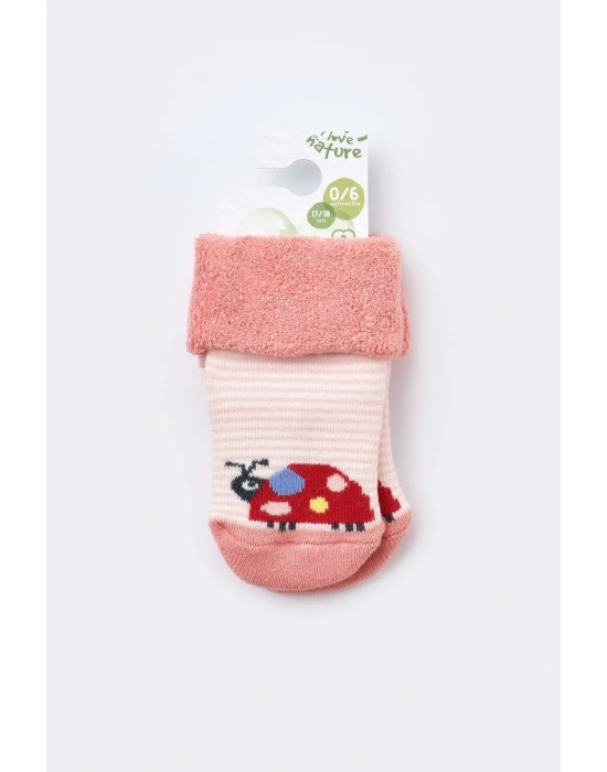 Bebek Kaydırmaz Havlu Çorap Somon