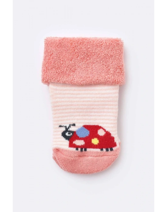 Bebek Kaydırmaz Havlu Çorap Somon