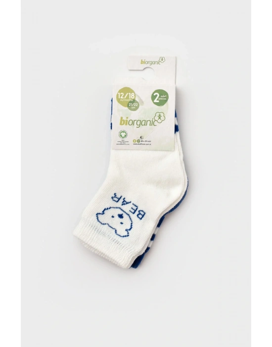 Bebek Organik Soket Çorap 3lü Paket Mavi