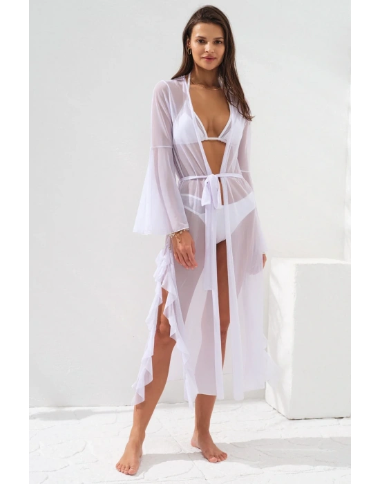 Belden Bağlamalı Elbise Pareo Beyaz231804