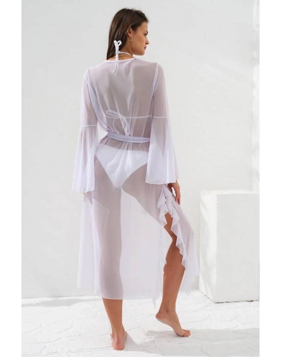 Belden Bağlamalı Elbise Pareo Beyaz231804