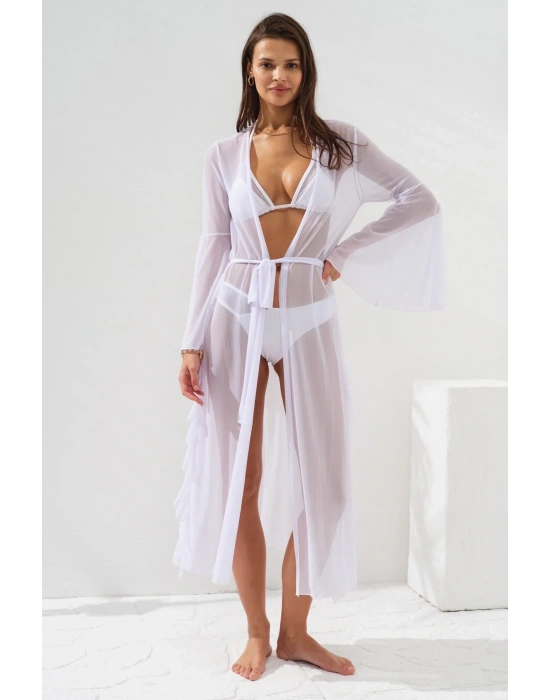 Belden Bağlamalı Elbise Pareo Beyaz231804