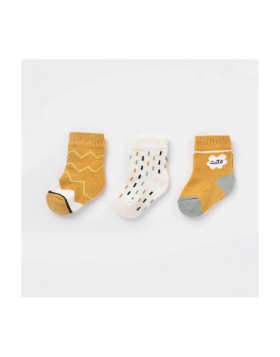 Bibaby Biorganic Cute Erkek 3lü Çorap 68448 Hardal