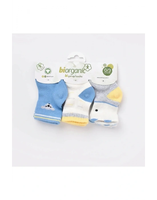 Biorganic Papyonlu Koala Erkek 3lü Çorap 68447 Mavi