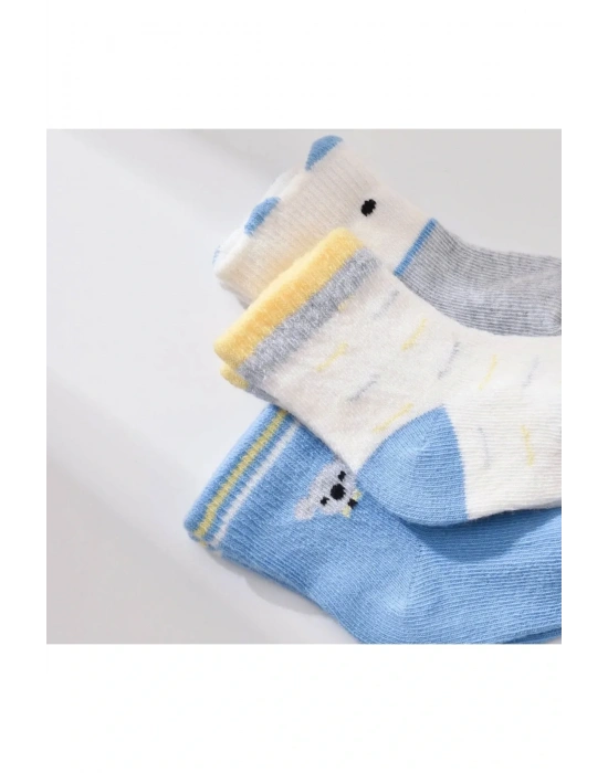 Biorganic Papyonlu Koala Erkek 3lü Çorap 68447 Mavi