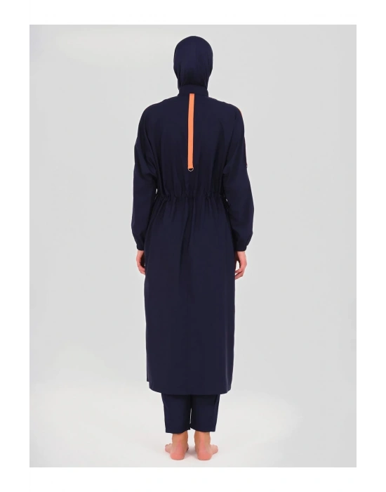 Biyeli Oversize Uzun Tesettür Mayo - Lacivert -