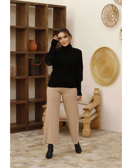 Bol Paça Tesettür Pantolon Taş Renk