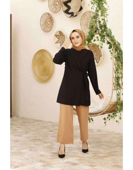 Bol Paça Tesettür Pantolon Vizon