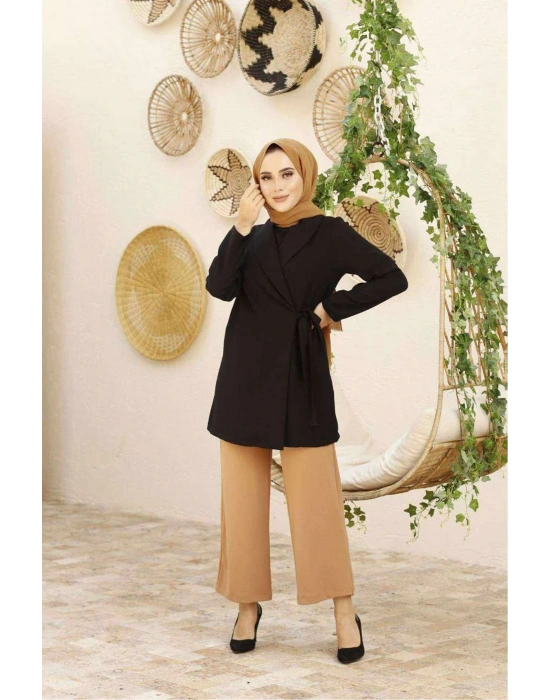 Bol Paça Tesettür Pantolon Vizon