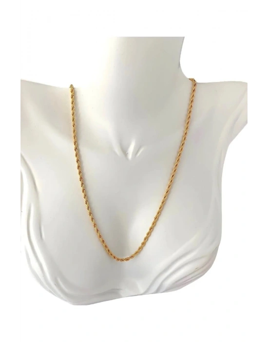 Burgu Halat Erkek Çelik Zincir Kolye 2.5 mm Altın Renk