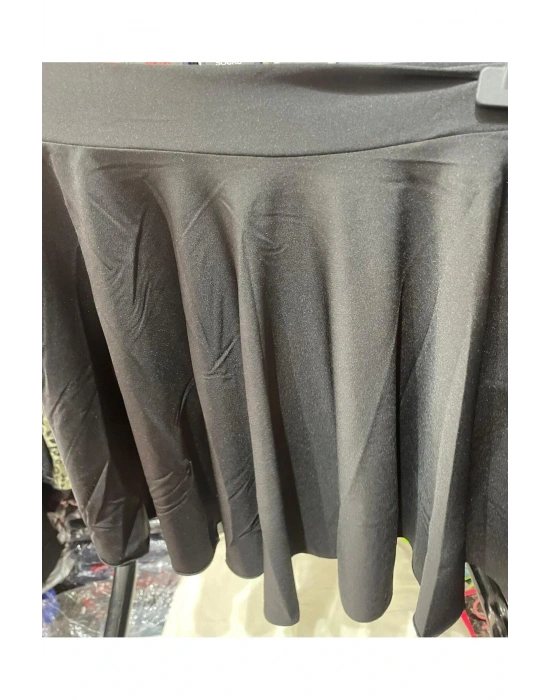 Büzgülü Kloş Etek Siyah