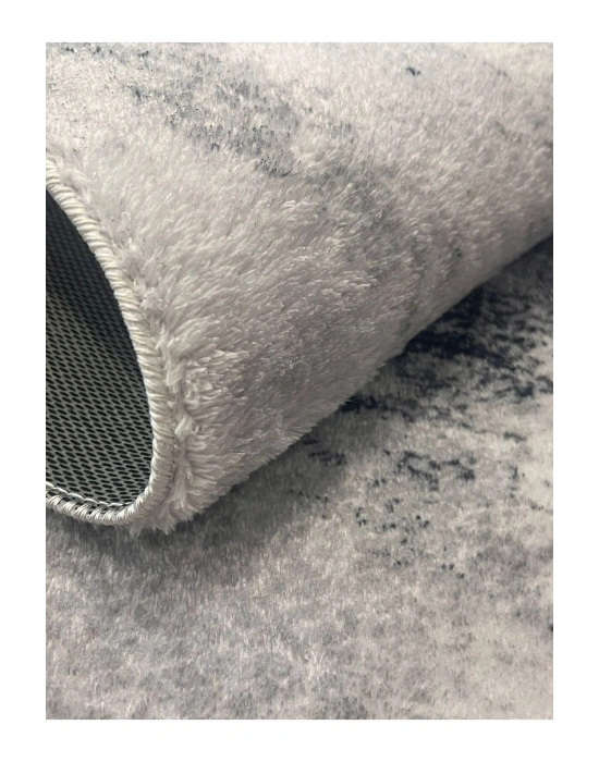 Yolluk Gri Çizgi Desen Kaymaz Taban Peluş