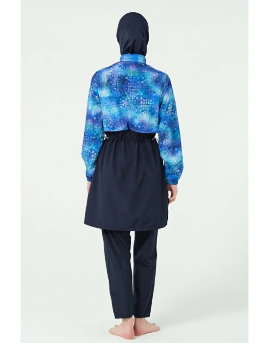 Crop Görünümlü Şapkalı Tesettür Mayo Dlx-25346