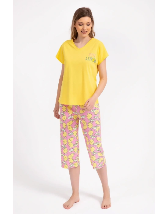 Cute Lemon Sarı Kadın Kapri Takım