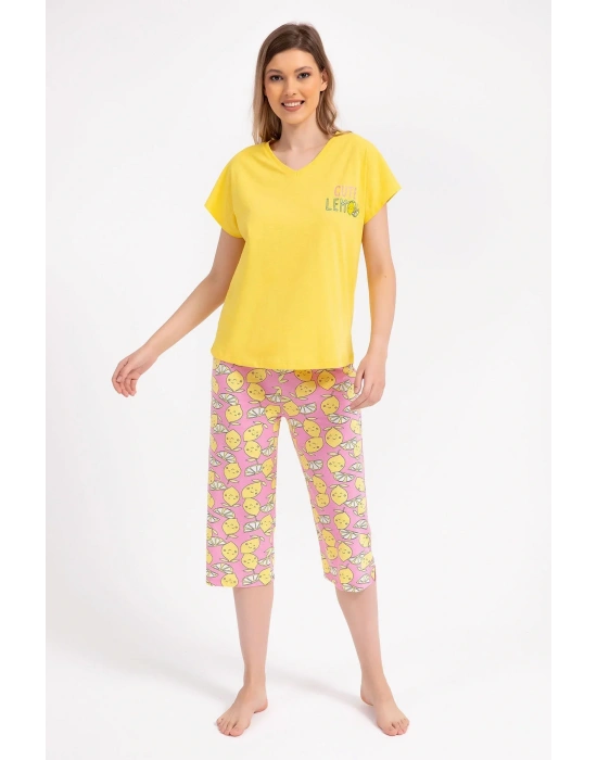 Cute Lemon Sarı Kadın Kapri Takım