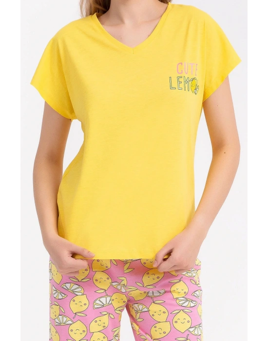 Cute Lemon Sarı Kadın Kapri Takım