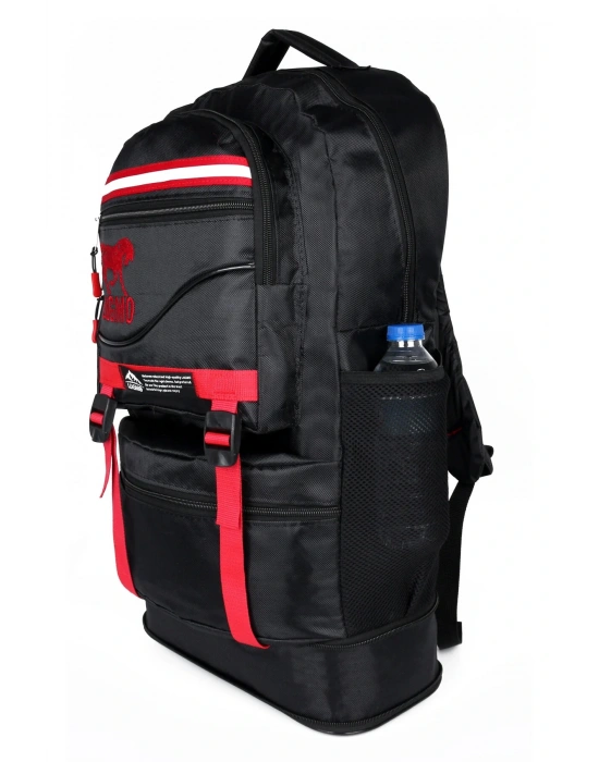Deprem Çantası Körüklü Reflektörlü 65 Litre Siyah Kırmızı