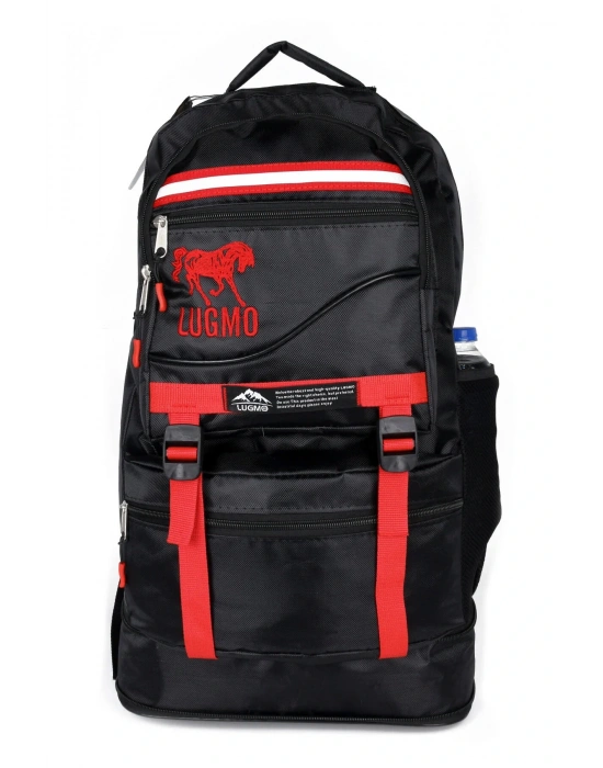 Deprem Çantası Körüklü Reflektörlü 65 Litre Siyah Kırmızı