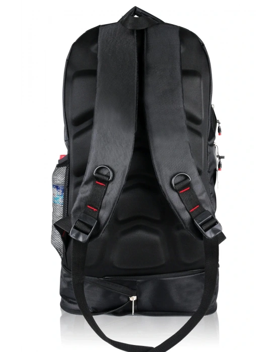 Deprem Çantası Körüklü Reflektörlü 65 Litre Siyah Kırmızı