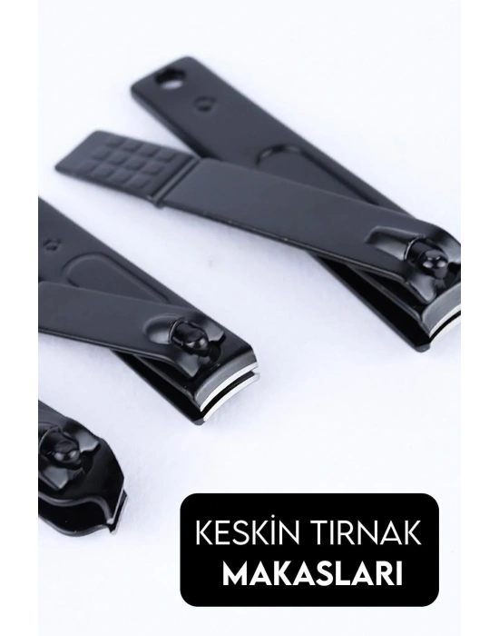 Deri Çantalı 17 Parça Profesyonel Manikür Pedikür Seti Siyah