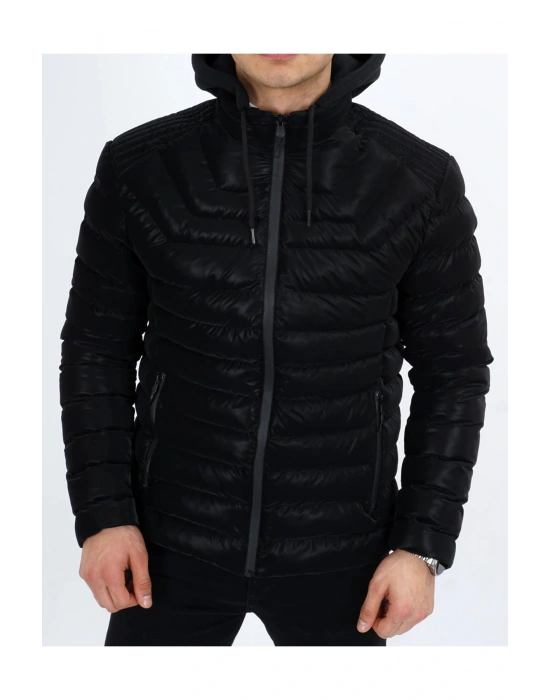 Dynamo Erkek Kapüşonlu Şişme Süet Slim-fit Mont