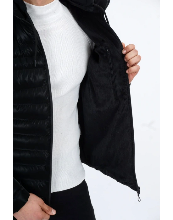 Dynamo Erkek Kapüşonlu Şişme Süet Slim-fit Mont