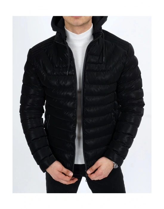 Dynamo Erkek Kapüşonlu Şişme Süet Slim-fit Mont