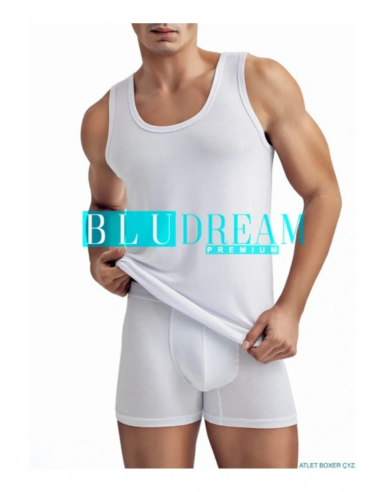 Erkek 2li Ekonomik Paket Beyaz Bambu Atlet Ve Boxer Seti