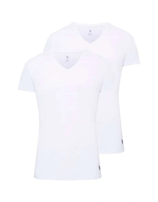 Erkek Beyaz 2 Li V Yaka Atlet 80194