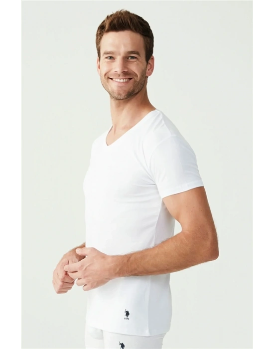 Erkek Beyaz 2 Li V Yaka Atlet 80194