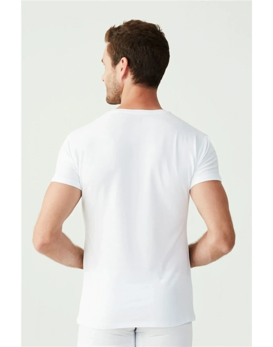 Erkek Beyaz 2 Li V Yaka Atlet 80194