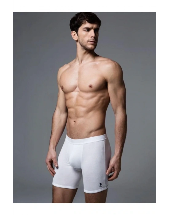 Erkek Beyaz Modal Esnek Uzun Boxer 80052