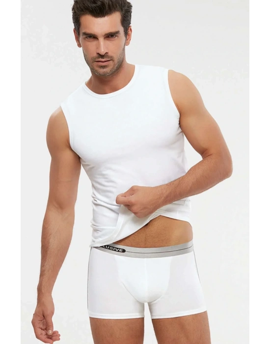 Erkek Beyaz Penye Modal Kolsuz Nick Atlet 2li