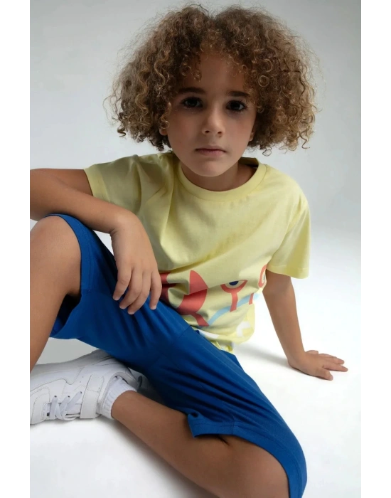 Erkek Çocuk Bermuda Takım - Açık Sarı