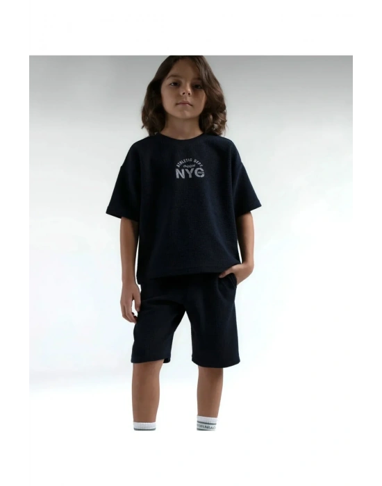 Erkek Çocuk Bermuda Takım Waffle Örme Kumaş